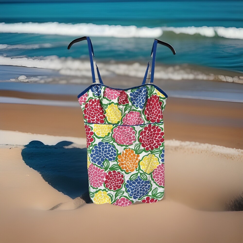 LILLY PULITZER Colorful Zinnie Minnie Floral Boho Chic Size 10 Summer Top Beach